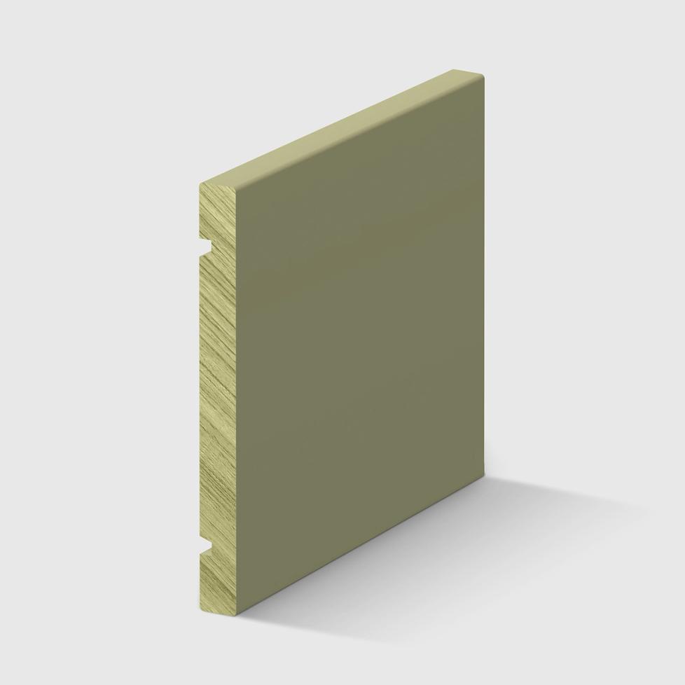 a flat timber fascia board with a small recessed s along one in H3 Primed FJ Pine 190 x 18mm 2.7m