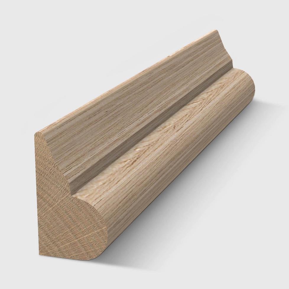 A timber moulding with a decorative concave and convex curved profile in Tasmanian Oak 12 x 7mm 2.4m