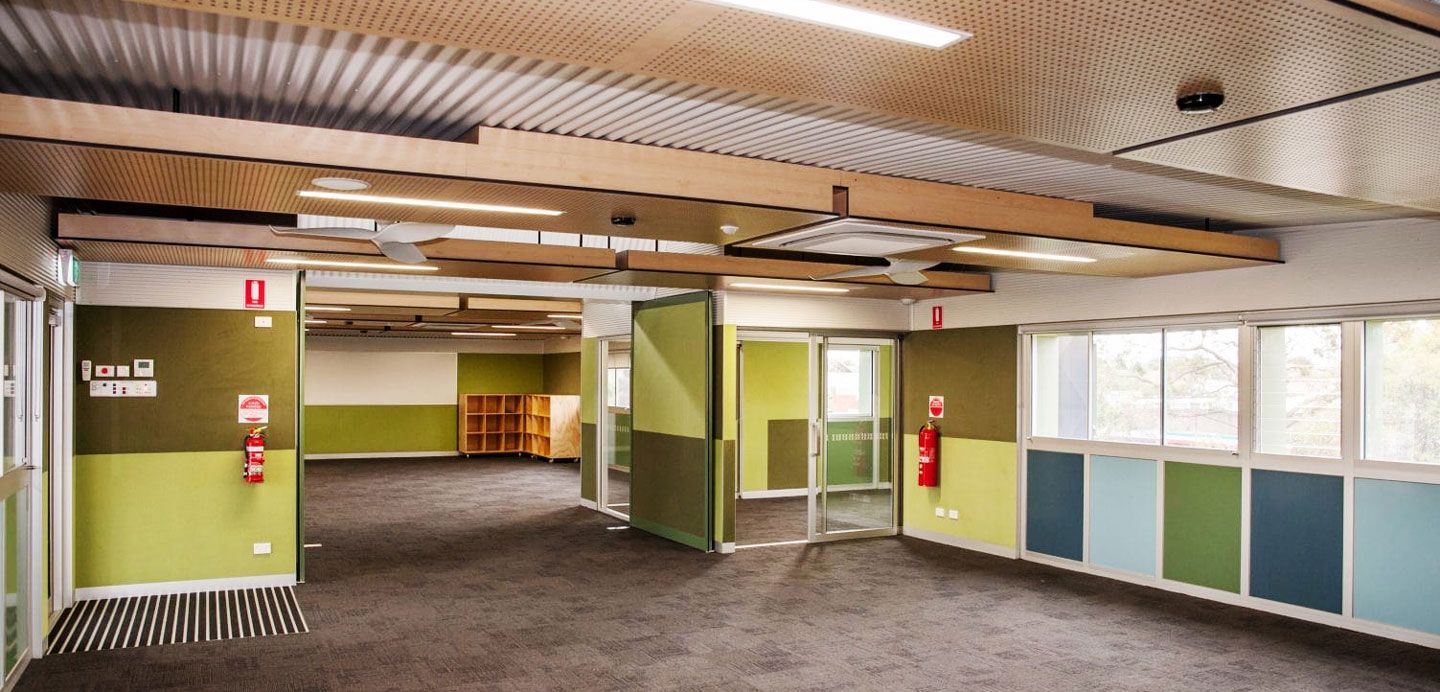 Modular school building in Victoria constructed using STRUCTAply Flooring structural plywood panels.